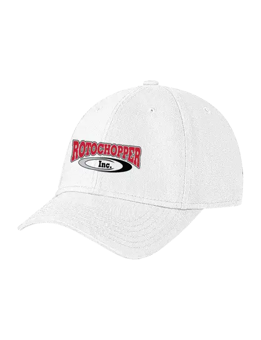 White Structured Soft Snap Closure Hook & Loop Cap w/Rotochopper Logo