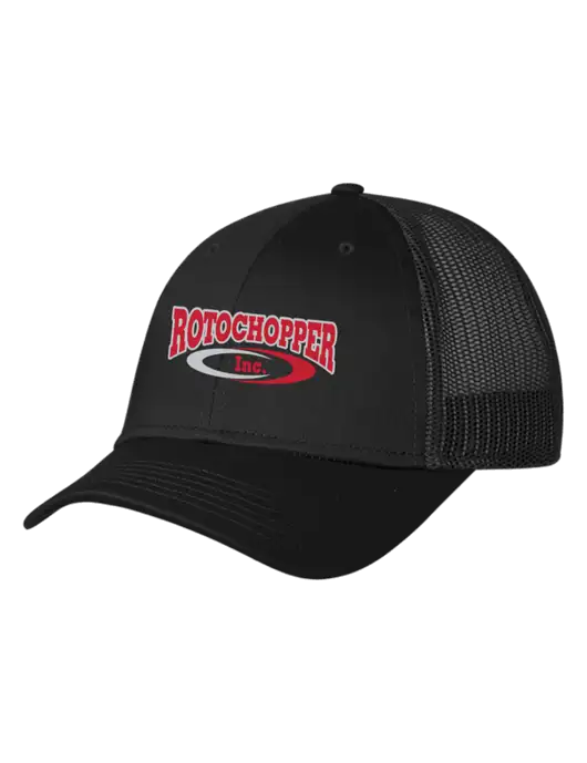 Black Mesh Trucker Cap Snap Back w/Rotochopper Logo