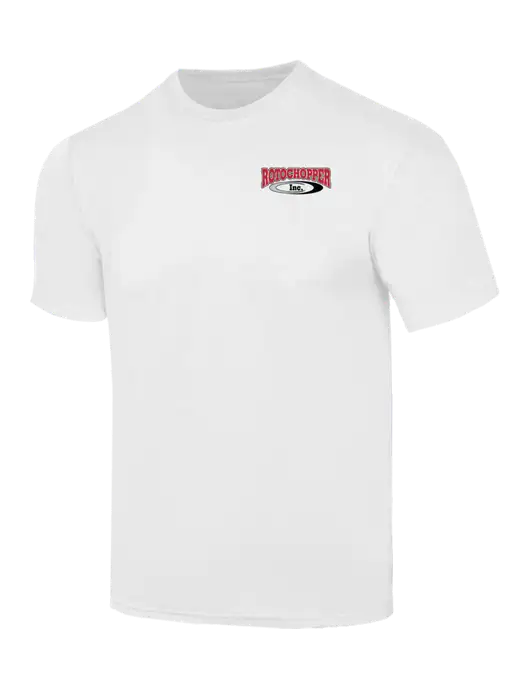 Simply Soft White 4.5oz  Poly/Combed Ring Spun Cotton T-Shirt w/Rotochopper Logo
