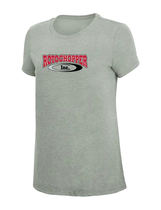 Womens Simply Soft Heathered Light Grey 4.5oz Poly/Combed Ring Spun Cotton T-Shirt w/Rotochopper Logo