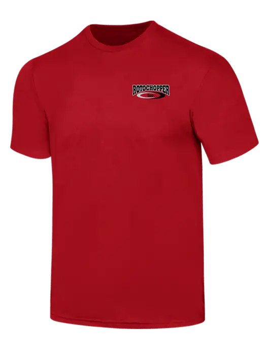 Simply Soft Red 4.5oz  Poly/Combed Ring Spun Cotton T-Shirt w/Rotochopper Logo