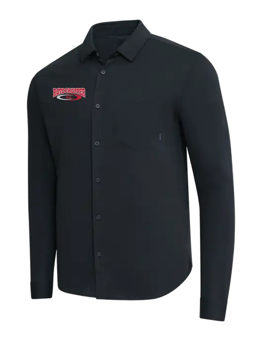 OGIO Black Extend Long Sleeve Button Up Shirt w/Rotochopper Logo