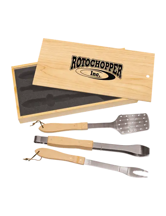 Wood BBQ Gift Set w/Rotochopper Logo