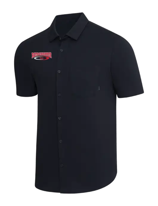 OGIO Black Extend Short Sleeve Button Up Shirt w/Rotochopper Logo