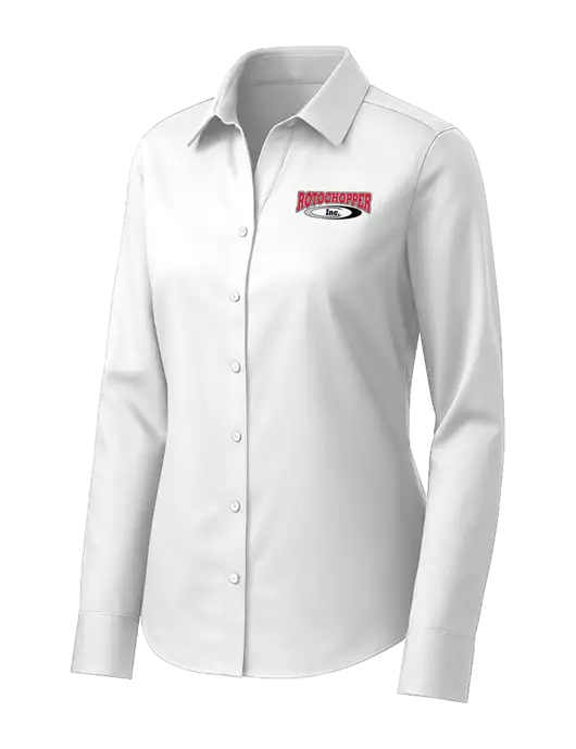 Brooks Brothers Womens White Wrinkle-Free Stretch Pinpoint Shirt w/Rotochopper Logo