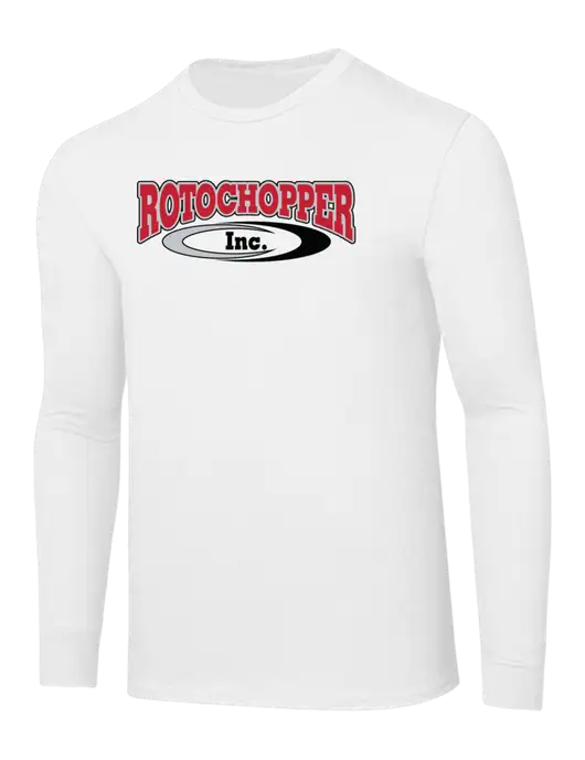 Core Blend White Long Sleeve Tee w/Rotochopper Logo