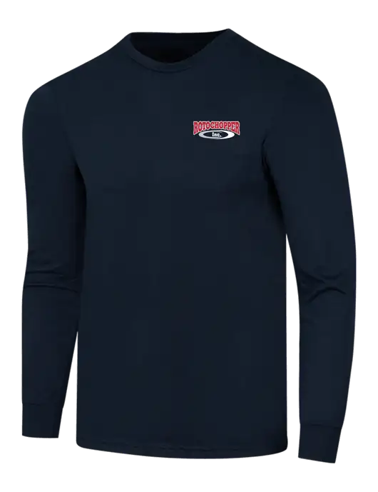 Simply Soft Long Sleeve Navy 4.5 oz, Poly/Combed Ring Spun Cotton T-Shirt w/Rotochopper Logo