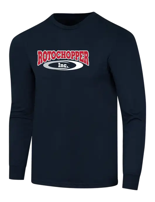 Simply Soft Long Sleeve Navy 4.5 oz, Poly/Combed Ring Spun Cotton T-Shirt w/Rotochopper Logo