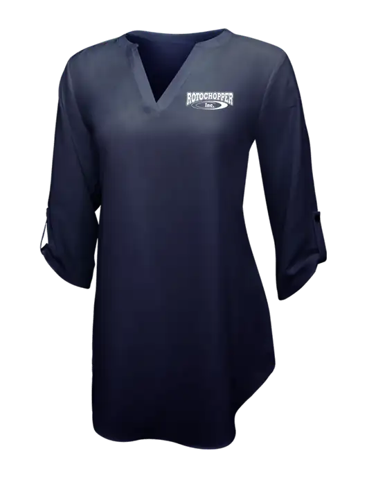 Navy Womens 3/4 Sleeve Tunic Blouse w/Rotochopper Logo