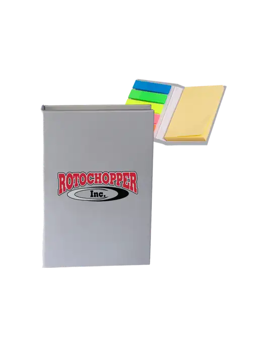 Light Medium Grey Micro Sticky Note Pad, 2 x 3.25 w/Rotochopper Logo