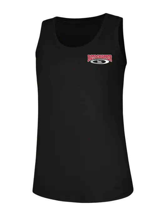 Womens Black Perfect Tri Racerback Tank w/Rotochopper Logo