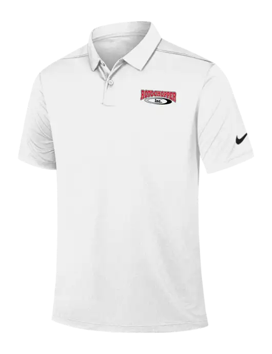 Nike White Dry Essential Solid Polo w/Rotochopper Logo
