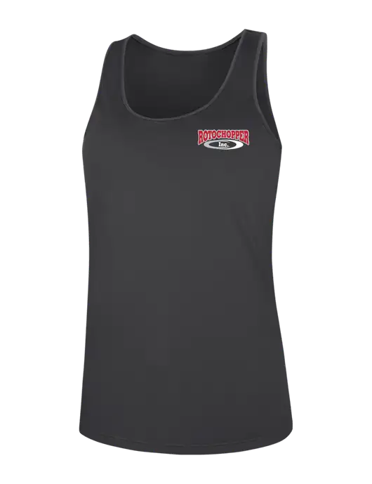 Womens Dark Grey PosiCharge Competitor Racerback Tank w/Rotochopper Logo