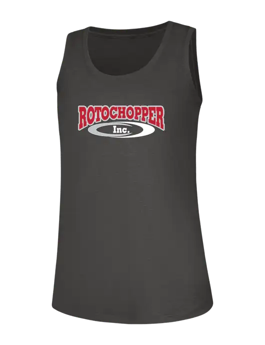 Womens Dark Grey Heather Perfect Tri Racerback Tank w/Rotochopper Logo