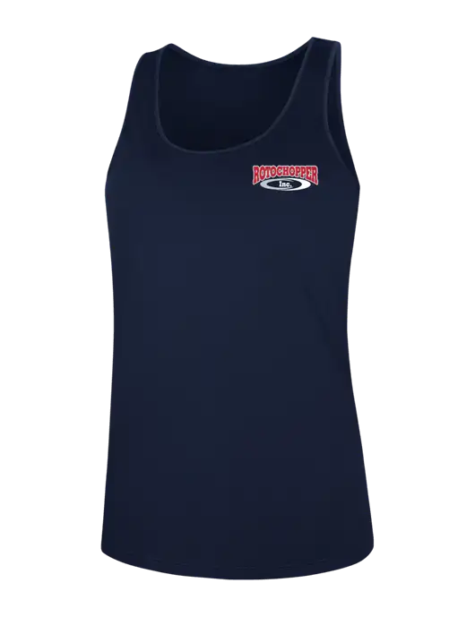 Womens Navy PosiCharge Competitor Racerback Tank w/Rotochopper Logo
