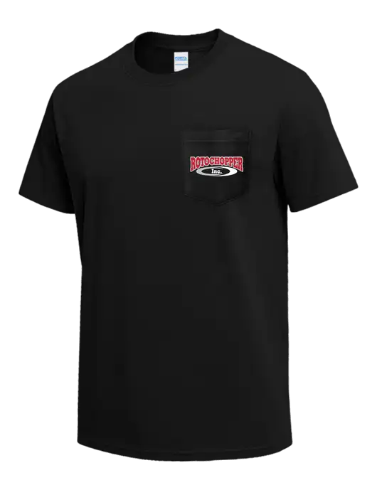 Black Heavyweight 6.1 oz Pocket T-Shirt w/Rotochopper Logo