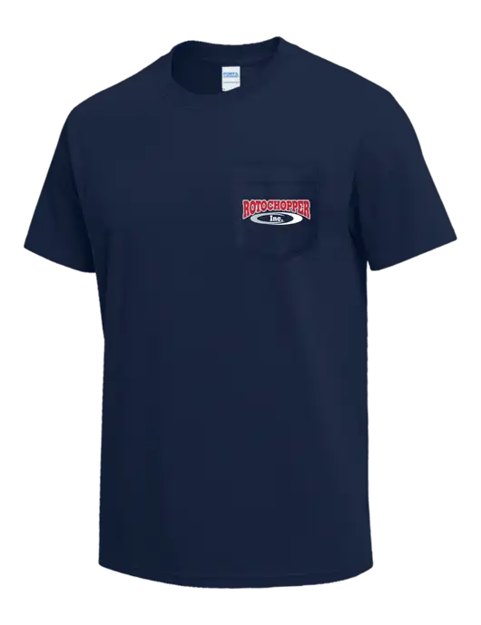 Navy Heavyweight 6.1 oz Pocket T-Shirt w/Rotochopper Logo