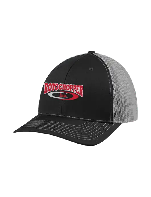 Richardson Adjustable Snapback Original 112 Trucker Cap Black w/Charcoal Mesh w/Rotochopper Logo