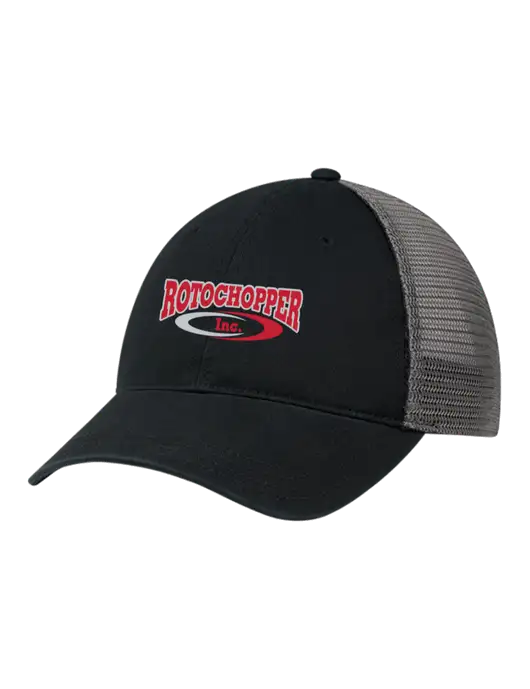 Richardson 111 Garment Washed Trucker Cap Black w/Charcoal Mesh w/Rotochopper Logo