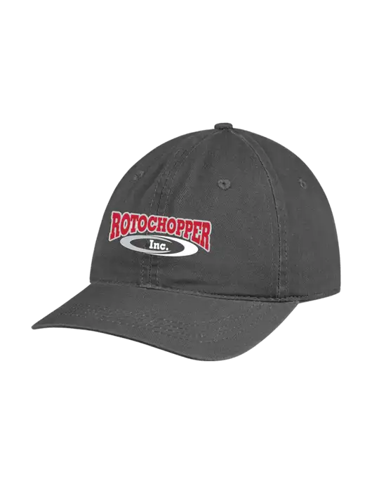 Garment Washed Unstructured Twill Charcoal Cap w/Rotochopper Logo