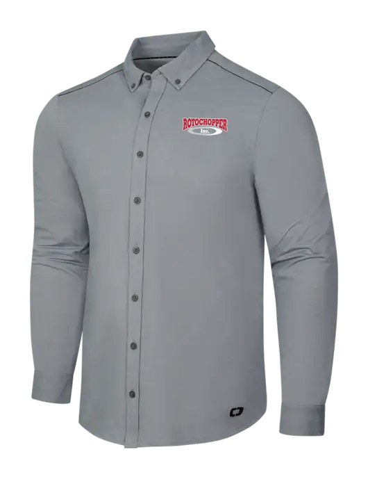 OGIO Medium Grey Heather Modern Code Stretch Button-Up Shirt w/Rotochopper Logo