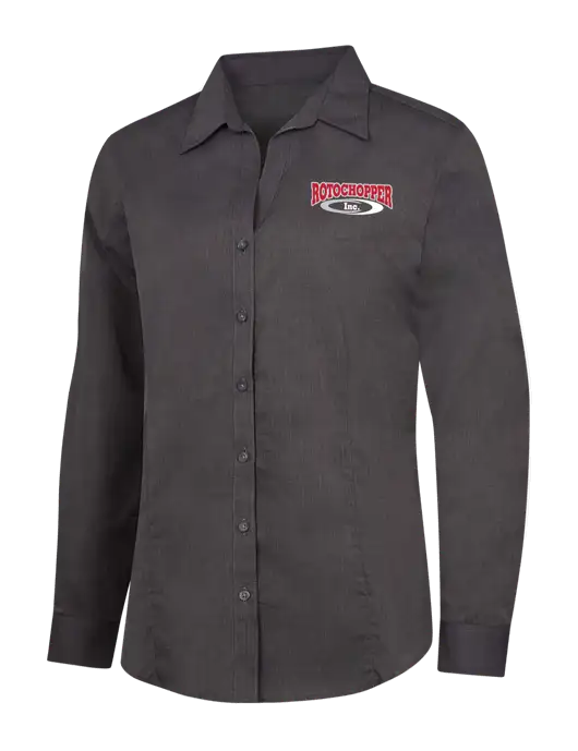 Womens Soft Black Crosshatch Easy Care Shirt w/Rotochopper Logo