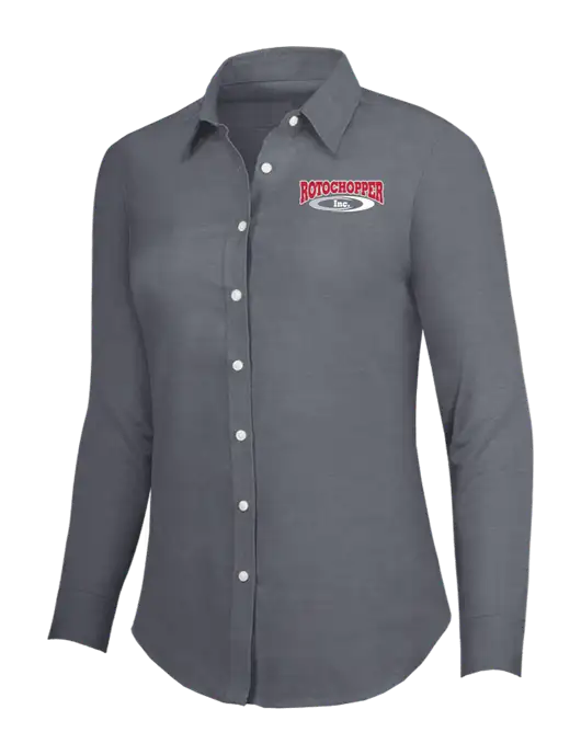 Dark Grey Womens SuperPro Oxford Shirt w/Rotochopper Logo