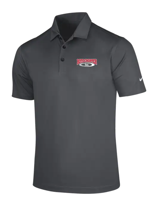 NIKE Dark Grey Dri-Fit Vertical Mesh Polo w/Rotochopper Logo