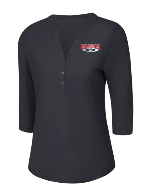 OGIO Charcoal Grey Jewel Henley w/Rotochopper Logo