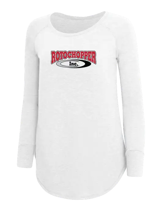 Womens Perfect Wide Collar Tunic Tri-Blend White 4.5 oz T-Shirt w/Rotochopper Logo