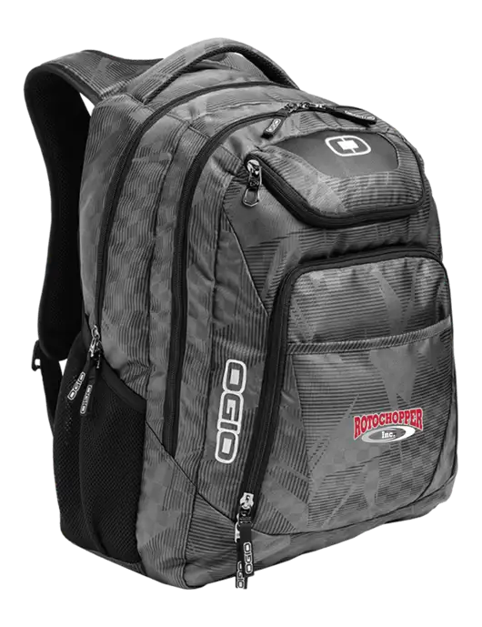 OGIO Race Day Silver Excelsior Laptop Backpack w/Rotochopper Logo