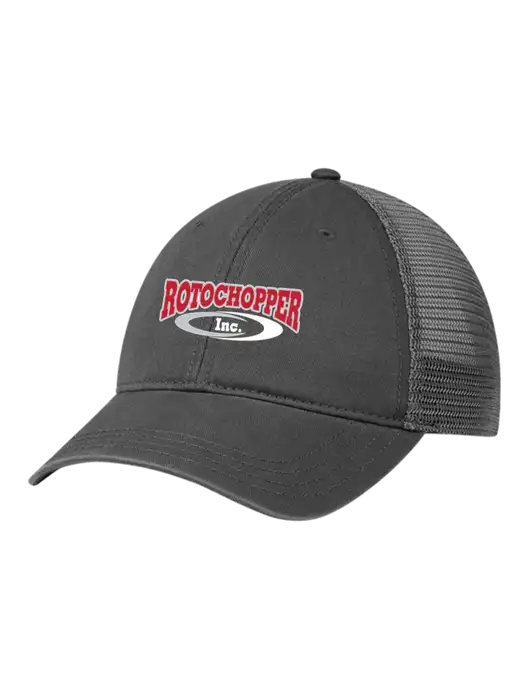 Richardson 111 Garment Washed Trucker Cap Charcoal w/Charcoal Mesh w/Rotochopper Logo