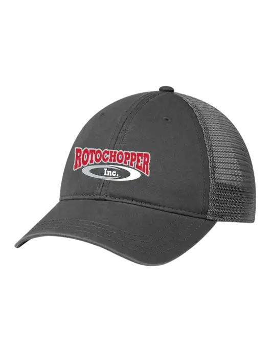 Richardson 111 Garment Washed Trucker Cap Charcoal w/Charcoal Mesh w/Rotochopper Logo
